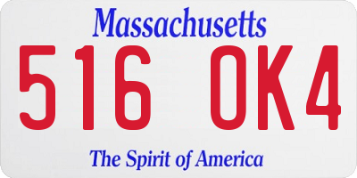 MA license plate 516OK4