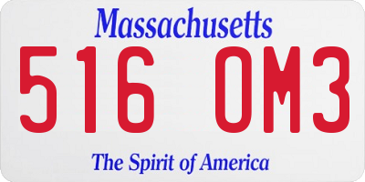 MA license plate 516OM3