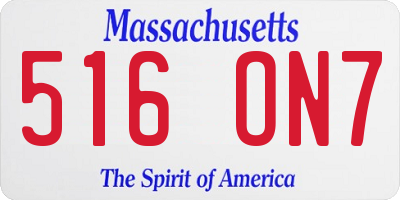 MA license plate 516ON7