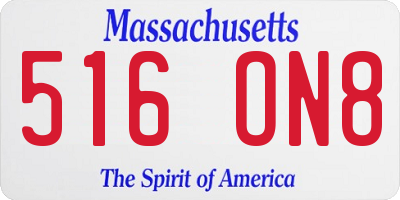 MA license plate 516ON8