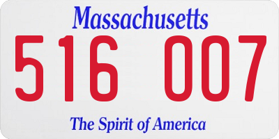 MA license plate 516OO7