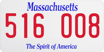 MA license plate 516OO8