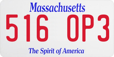 MA license plate 516OP3