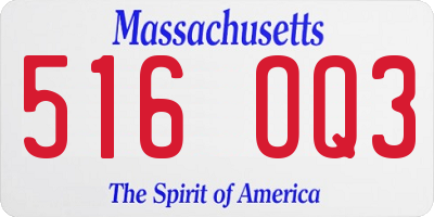 MA license plate 516OQ3