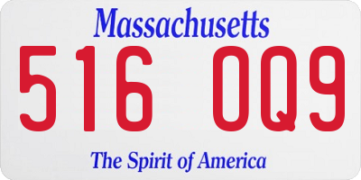 MA license plate 516OQ9