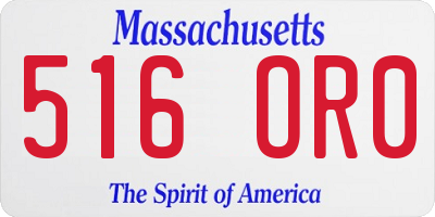 MA license plate 516OR0