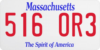 MA license plate 516OR3
