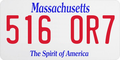 MA license plate 516OR7