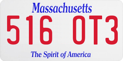 MA license plate 516OT3