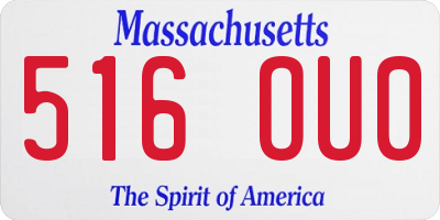 MA license plate 516OU0
