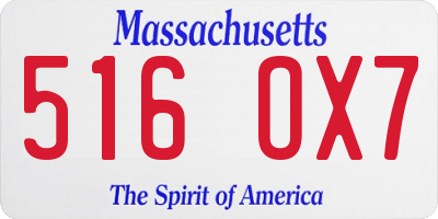 MA license plate 516OX7