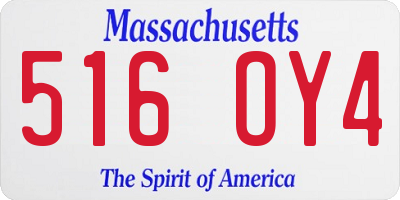 MA license plate 516OY4