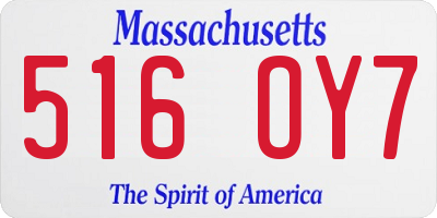 MA license plate 516OY7