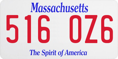 MA license plate 516OZ6