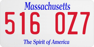 MA license plate 516OZ7