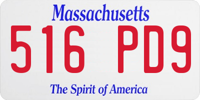 MA license plate 516PD9