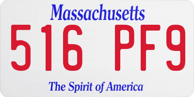 MA license plate 516PF9