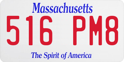 MA license plate 516PM8