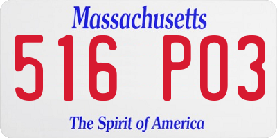 MA license plate 516PO3