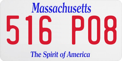 MA license plate 516PO8