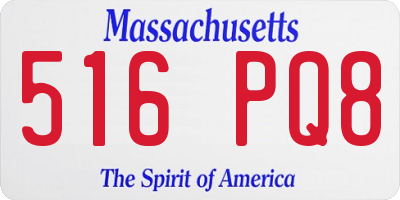 MA license plate 516PQ8