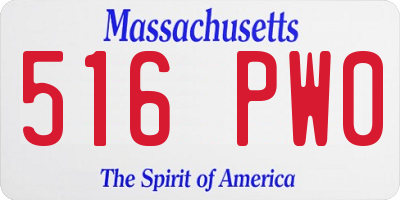 MA license plate 516PW0