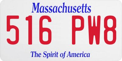 MA license plate 516PW8