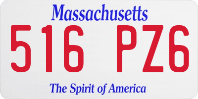 MA license plate 516PZ6