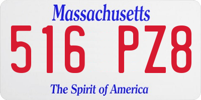 MA license plate 516PZ8