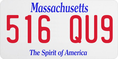 MA license plate 516QU9