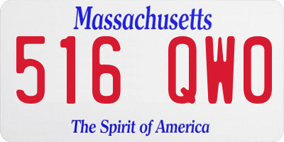 MA license plate 516QW0