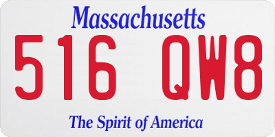 MA license plate 516QW8