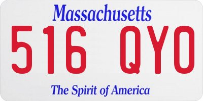 MA license plate 516QY0