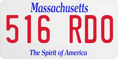 MA license plate 516RD0