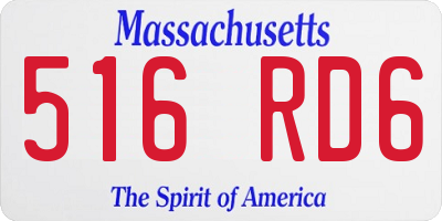 MA license plate 516RD6