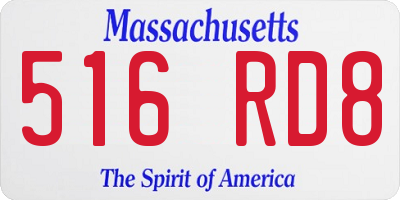 MA license plate 516RD8