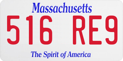 MA license plate 516RE9