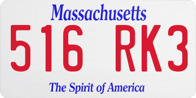 MA license plate 516RK3