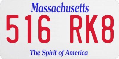MA license plate 516RK8
