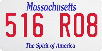 MA license plate 516RO8