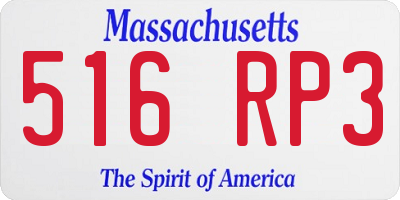 MA license plate 516RP3