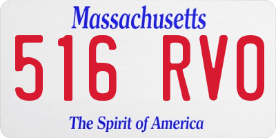 MA license plate 516RV0