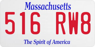 MA license plate 516RW8