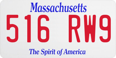MA license plate 516RW9