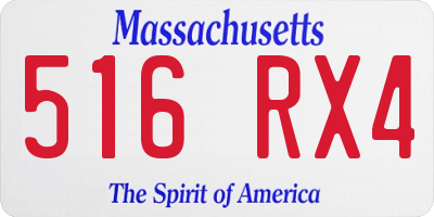 MA license plate 516RX4