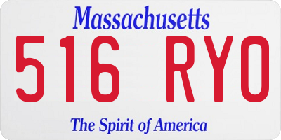 MA license plate 516RY0