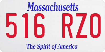 MA license plate 516RZ0