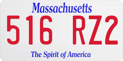 MA license plate 516RZ2