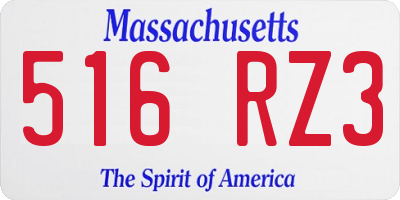 MA license plate 516RZ3