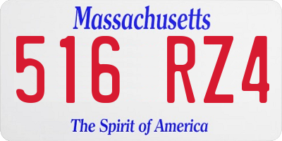 MA license plate 516RZ4